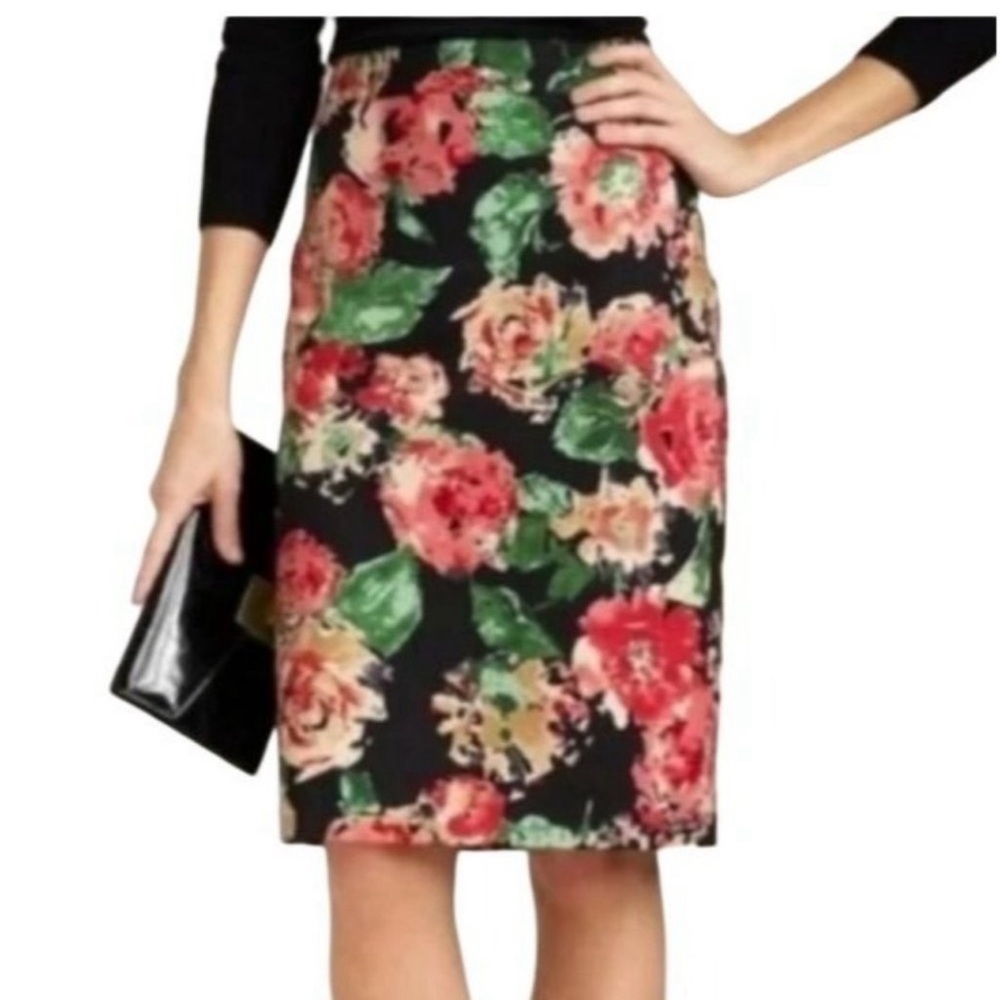 Women's Talbots Floral Print Lined Talbots Pencil‎ Skirt Multi Colored NWT 10P